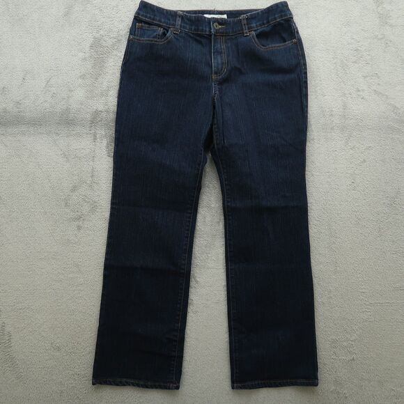 Chico's Platinum Jeans Women's 1S US-8 Short Blue Mid-Rise Boot Leg 29" Inseam - Picture 1 of 16